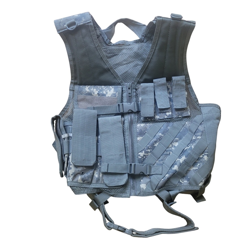 VISM Tactical Vest Digital Camo ACU Mesh Heavy Duty Holster Gray‎